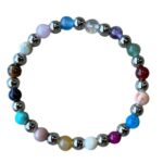 Dames armband met een mix van natuurstenen kralen 6 mm