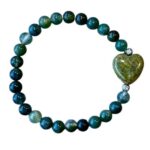 Dames armband Mos Agaat 6 mm & Unakiet hart