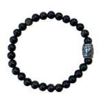 Dames armband zwarte Obsidiaan 6 mm met basic kraal