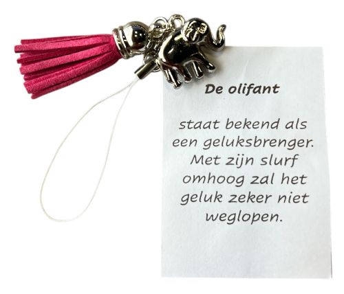 Olifantje met fuchsia kwastje