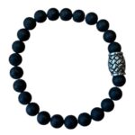 Heren armband Onyx 8 mm mat met vlecht kraal