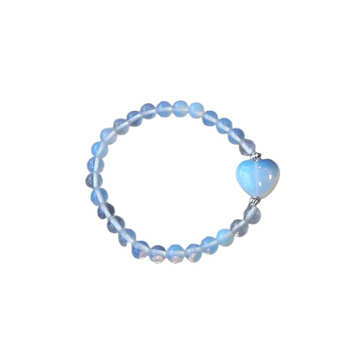 Dames armband Opaliet 6 mm met hart