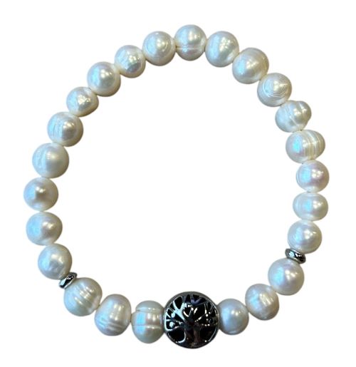 Dames armband Parel 8 mm met Tree of Life kraal