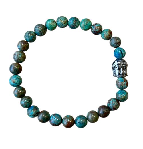 Dames armband Picasso Jaspis blauw 6 mm met Boeddha kraal