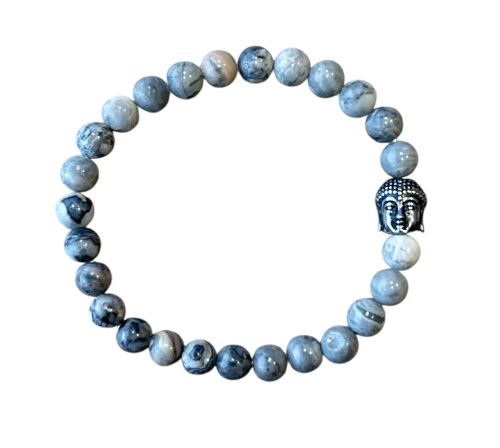 Dames armband Picasso Jaspis (grijs) 6 mm met Boeddha kraal
