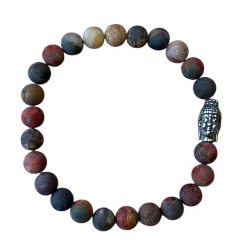 Heren armband Picasso Jaspis mat met Boeddha kraal