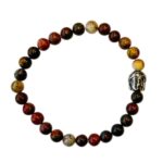 Dames armband Picasso Jaspis koffie bruin 6 mm met Boeddha kraal