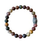 Heren armband Koffierode Picasso Jaspis met vlecht kraal