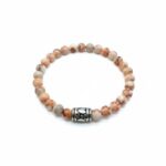 Dames armband natuursteen Red Veined White Onyx basic