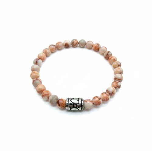 Dames armband natuursteen Red Veined White Onyx basic