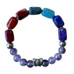 Dames armband Regenboog Agaat met RVS vlinder kraal
