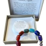 Dames armband Regenboog Agaat met RVS vlinder kraal