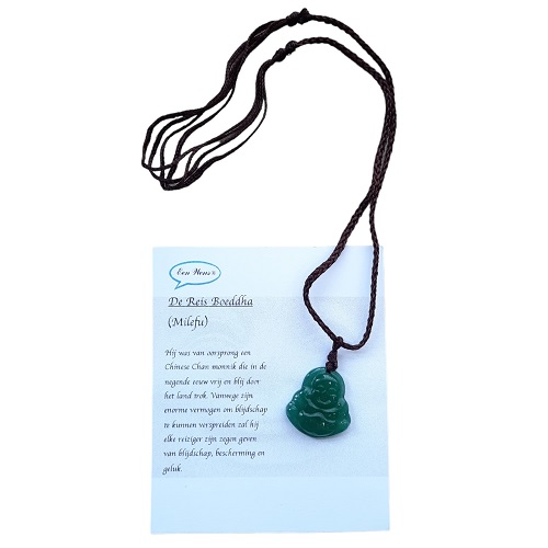 Dames ketting Reisboeddha (Milefu) met Jade
