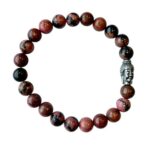 Heren armband Rhodoniet 8 mm met Boeddha kraal