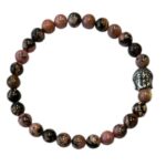 Dames armband Rhodoniet 6 mm met Boeddha kraal