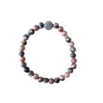 Dames armband Rhodoniet 6 mm met Flower of Life kraal