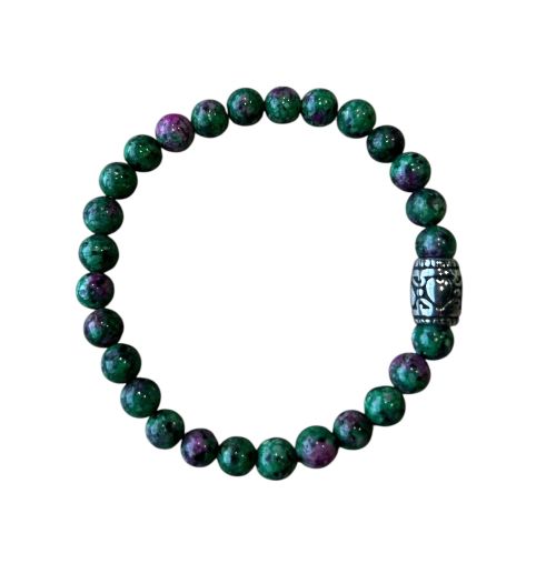Dames armband Robijn in Zoïsiet 6 mm met basic kraal