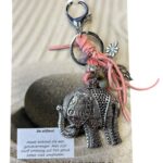 Tas- sleutelhanger Olifant met roze veter