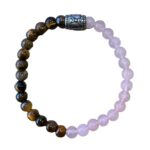 Dames armband Tijgeroog en Rozenkwarts 6 mm met basic kraal