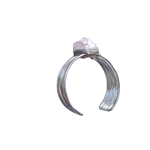 Dames wire armband Rozenkwarts
