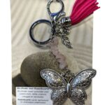 Tas- sleutelhanger Vlinder Rozenkwarts
