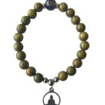 Dames armband Sandalwood en Amethist 8 mm met Boeddha bedel