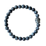 Dames armband Sneeuwvlok Obsidiaan 6 mm met Boeddha kraal
