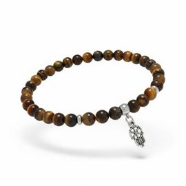 Dames armband Tijgeroog 6 mm met dromenvanger bedel