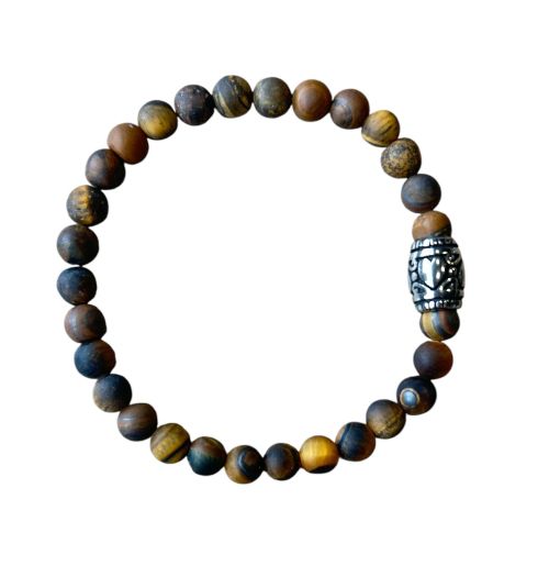 Dames armband Tijgeroog mat 6 mm met basic kraal