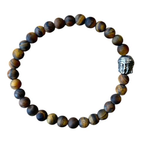 Dames armband Tijgeroog mat 6 mm met Boeddha kraal