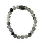 Herenarmband Toermalijn Kwarts 8 mm met vlecht kraal (21,5 cm)