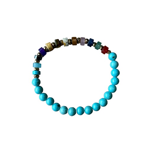 Dames armband Turquoise 6 mm met spacers