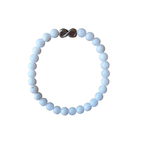 Dames armband witte Jade 6 mm met Infinity kraal