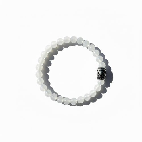Dames armband witte Jade met basic kraal