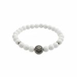Dames armband witte Jade met Flower of Life kraal