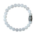 Heren armband witte Jade 8 mm met vlecht kraal