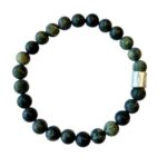 Heren armband matte Zoïsiet 8 mm met mat zilverkleur kraal