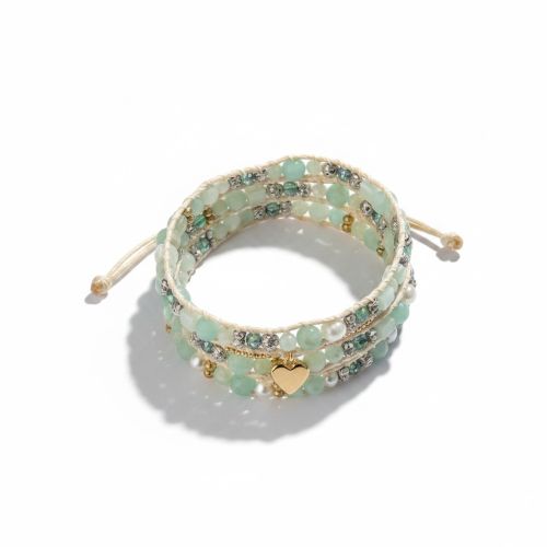 Wikkelarmband hart met Amazoniet