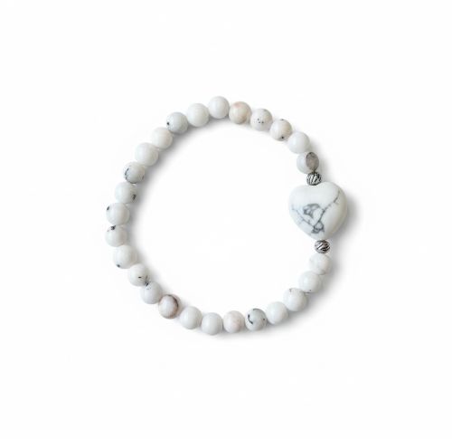 Dames armband Toermalijn Agaat 6 mm met Amerikaans Howliet hart