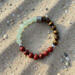 Dames armband Triple Power 8 mm met Aventurijn, Rode Jaspis en Tijgeroog
