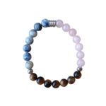Dames armband Triple Power 8 mm met Rozenkwarts, Sodaliet en Tijgeroog