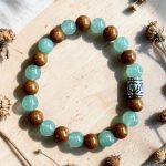 Damesarmband Aventurijn 8 mm en engelwortel geurkralen met RVS basic kraal