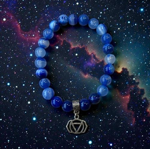 Dames armband Bandagaat 8 mm met Chakra bedel