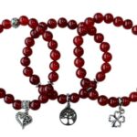 Dames armband Carneool 8 mm met hart bedel