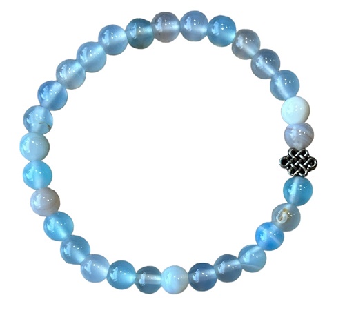Dames armband Chalcedoon 6 mm met oneindige geluksknoop
