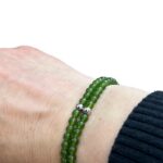 Set van twee dames armbanden groene Agaat 4mm