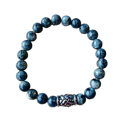 Herenarmband Labradoriet 8 mm met Vlecht kraal