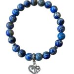 Dames armband Lapis Lazuli 8 mm met hart bedel