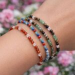 Dames armband Carneool en Rozenkwarts 4 mm