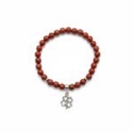 Dames armband Rode Jaspis 6 mm met klaver bedel